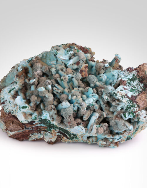 Quartz on Chrysocolla after Malachite after Gypsum