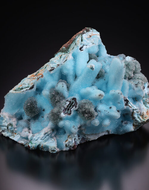 Quartz on Chrysocolla after Malachite after Gypsum