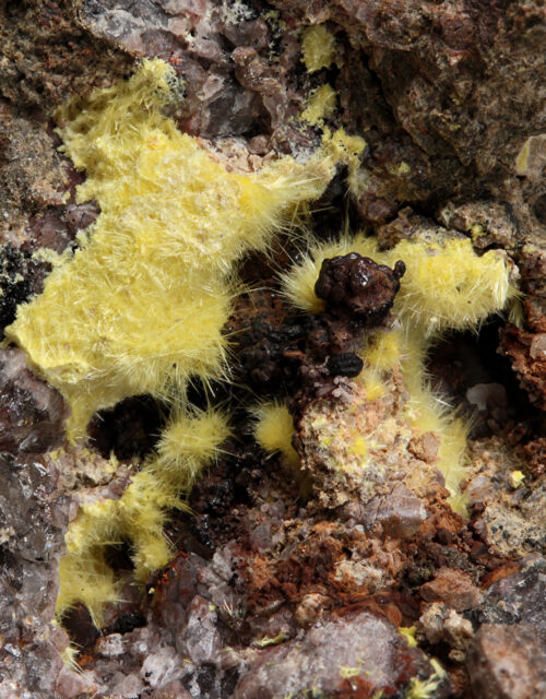 Uranophane, Hematite